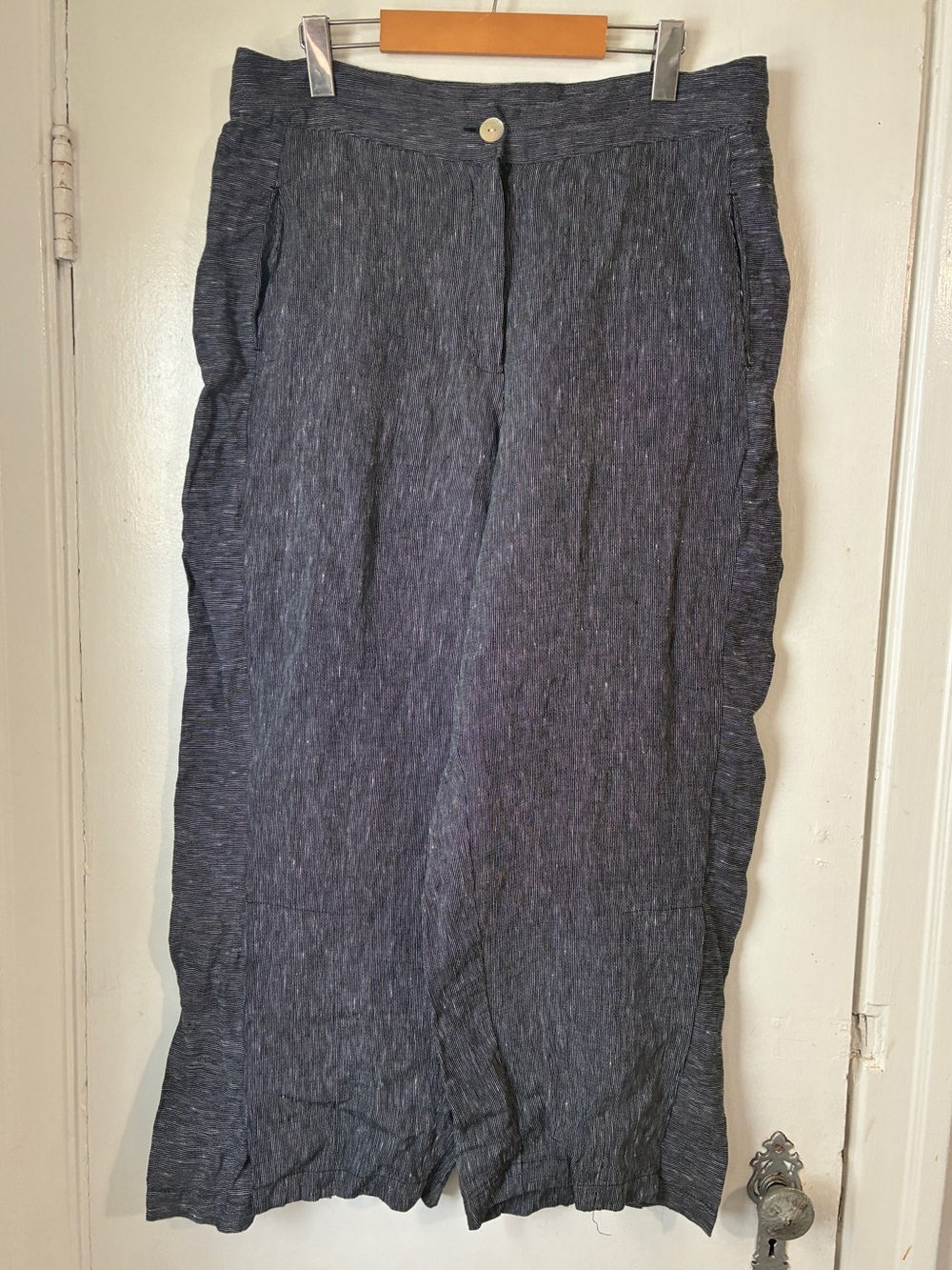 Habitat Charcoal Textured Wide-Leg 100% linen Pants Large